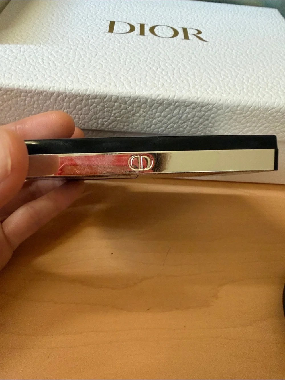 Dior Black Gloss Compact Case with White Logo